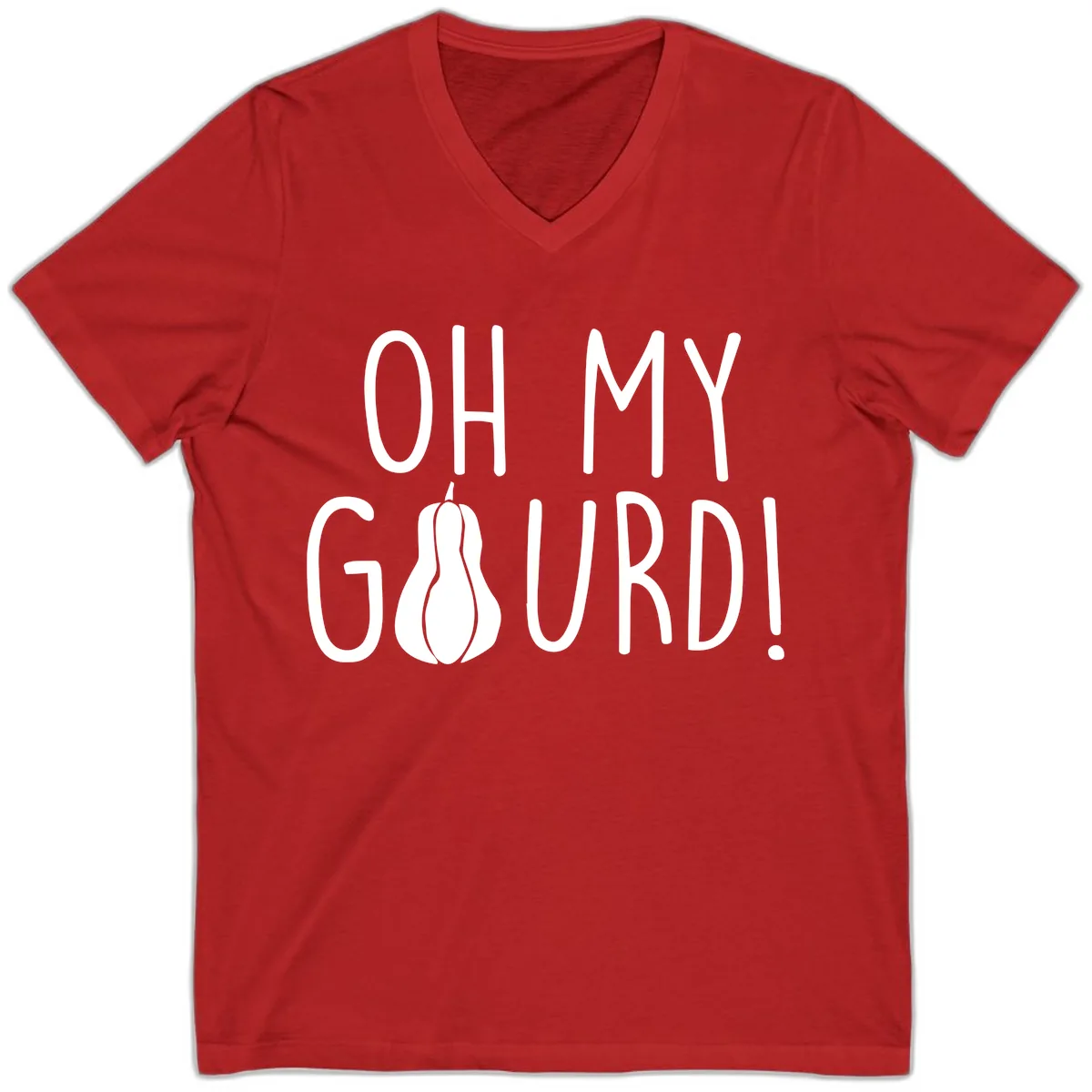 Oh My Gourd Thanksgiving Pun Design V-Neck in Red